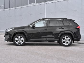 24 999 р. Защита порогов на SLITKOFF труба d76 с накладкой Toyota RAV4 XA50 5 дв. дорестайлинг (2018-2024) (защита порогов с заглушками на торцах)  с доставкой в г. Горно‑Алтайск. Увеличить фотографию 3