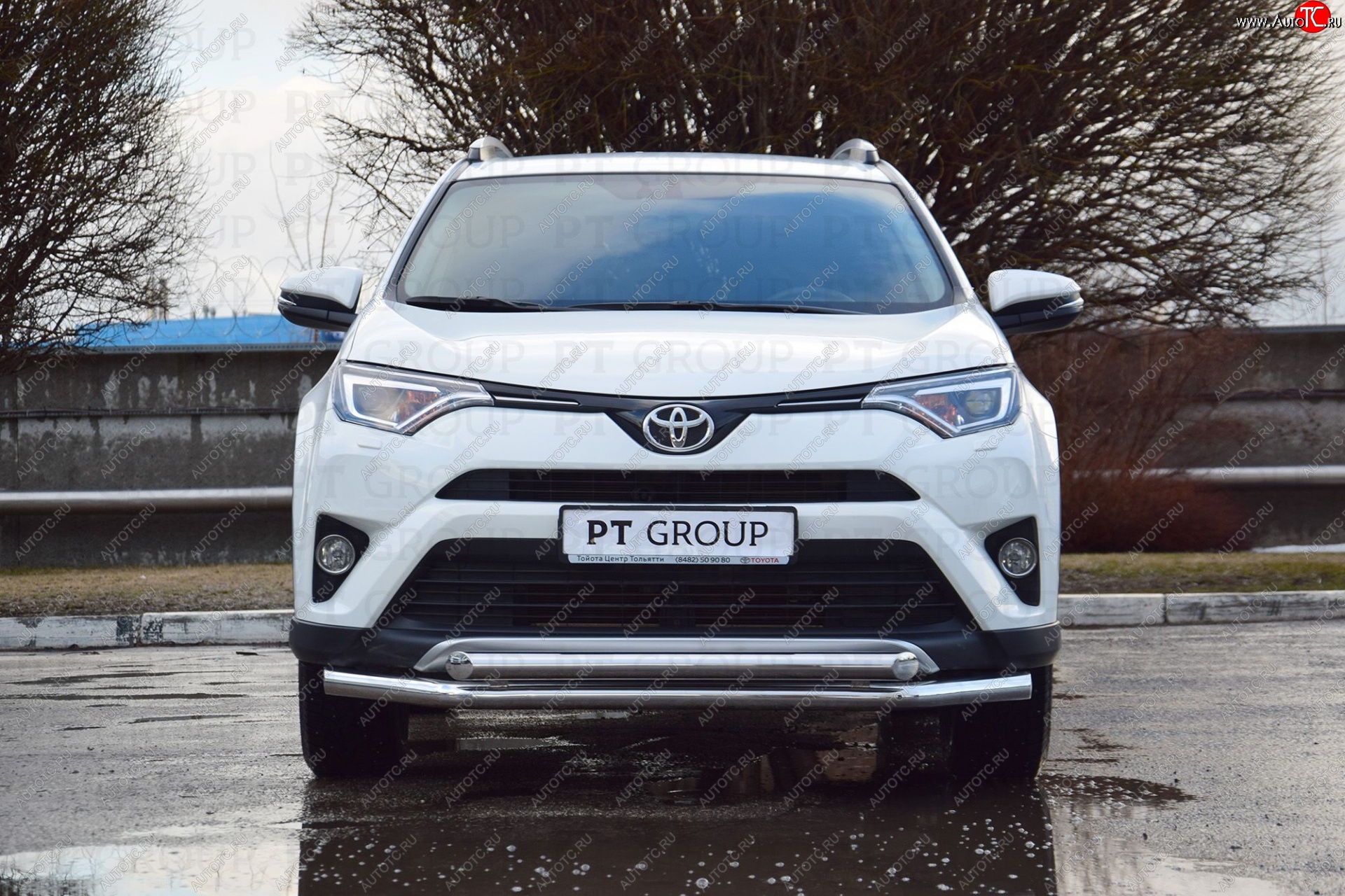 23 799 р. Защита переднего бампера двойная из труб d63/63 мм Petroil Tuning Toyota RAV4 XA40 5 дв. рестайлинг (2015-2019) (Нержавеющая полированная сталь)  с доставкой в г. Горно‑Алтайск