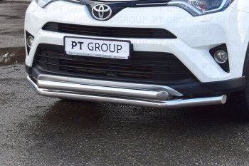 23 799 р. Защита переднего бампера двойная из труб d63/63 мм Petroil Tuning Toyota RAV4 XA40 5 дв. рестайлинг (2015-2019) (Нержавеющая полированная сталь)  с доставкой в г. Горно‑Алтайск. Увеличить фотографию 3