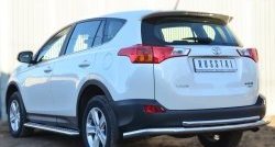 16 999 р. Защита заднего бампера (Ø63 и 42 мм, нержавейка) SLITKOFF Toyota RAV4 XA40 5 дв. дорестайлинг (2012-2015)  с доставкой в г. Горно‑Алтайск. Увеличить фотографию 2