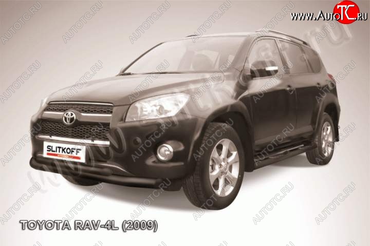 9 999 р. Защита переднего бампер Slitkoff  Toyota RAV4  XA30 (2009-2010) 5 дв. удлиненный 1-ый рестайлинг (Цвет: серебристый)  с доставкой в г. Горно‑Алтайск