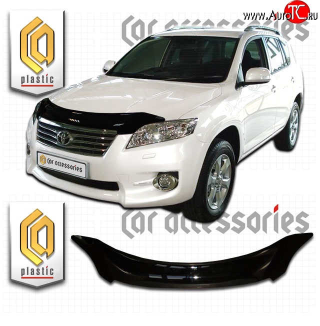 2 199 р. Дефлектор капота CA-Plastic  Toyota RAV4  XA30 (2010-2013) 5 дв. 2-ой рестайлинг, 5 дв. удлиненный 2-ой рестайлинг (Classic черный, Без надписи)  с доставкой в г. Горно‑Алтайск