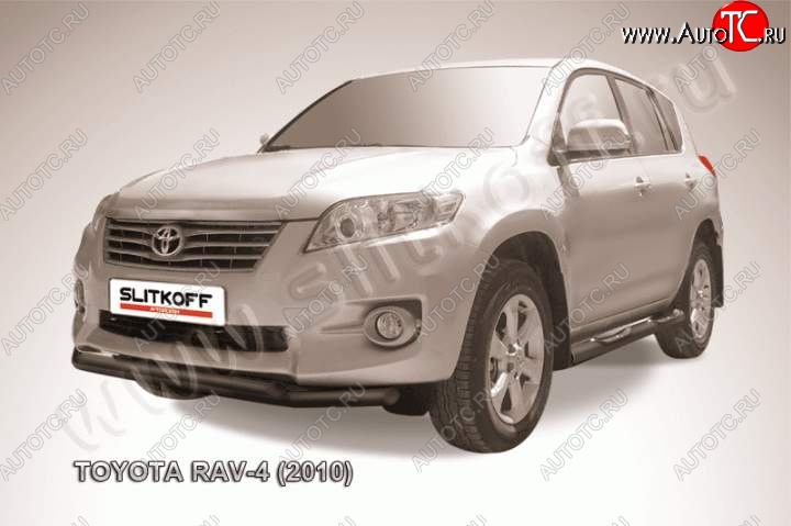 10 299 р. Защита переднего бампер Slitkoff Toyota RAV4 XA30 5 дв. 2-ой рестайлинг (2010-2013) (Цвет: серебристый)  с доставкой в г. Горно‑Алтайск