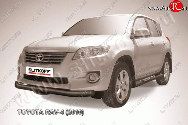 9 449 р. Защита переднего бампер Slitkoff Toyota RAV4 XA30 5 дв. 2-ой рестайлинг (2010-2013) (Цвет: серебристый)  с доставкой в г. Горно‑Алтайск