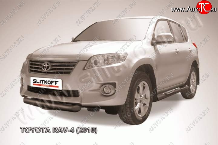 8 599 р. Защита переднего бампер Slitkoff Toyota RAV4 XA30 5 дв. 2-ой рестайлинг (2010-2013) (Цвет: серебристый)  с доставкой в г. Горно‑Алтайск