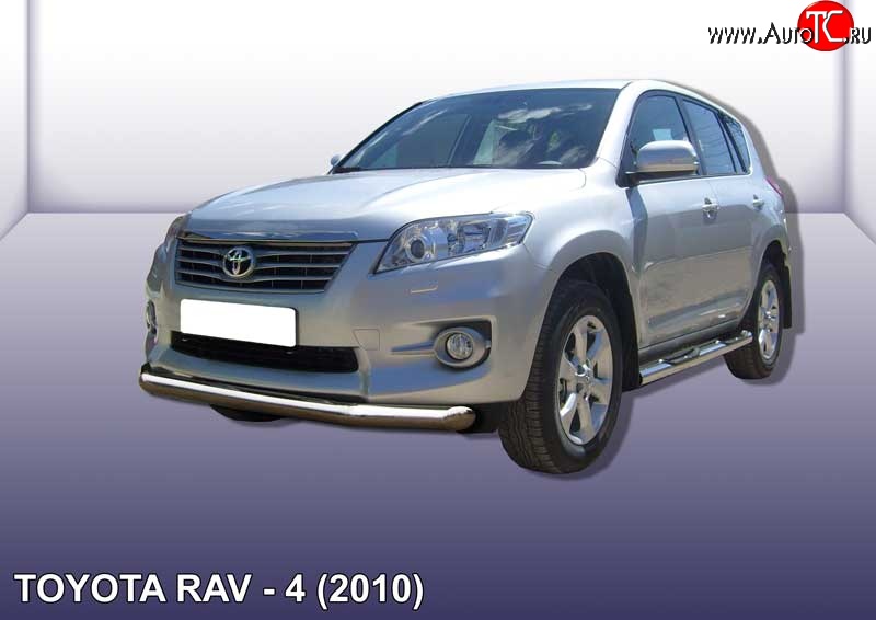 13 499 р. Одинарная защита переднего бампера диаметром 76 мм Slitkoff Toyota RAV4 XA30 5 дв. 2-ой рестайлинг (2010-2013) (Цвет: нержавеющая полированная сталь)  с доставкой в г. Горно‑Алтайск