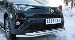 15 249 р. Защита переднего бампера (2 трубыØ42 мм, нержавейка) SLITKOFF  Toyota RAV4  XA40 (2015-2019) 5 дв. рестайлинг  с доставкой в г. Горно‑Алтайск. Увеличить фотографию 2