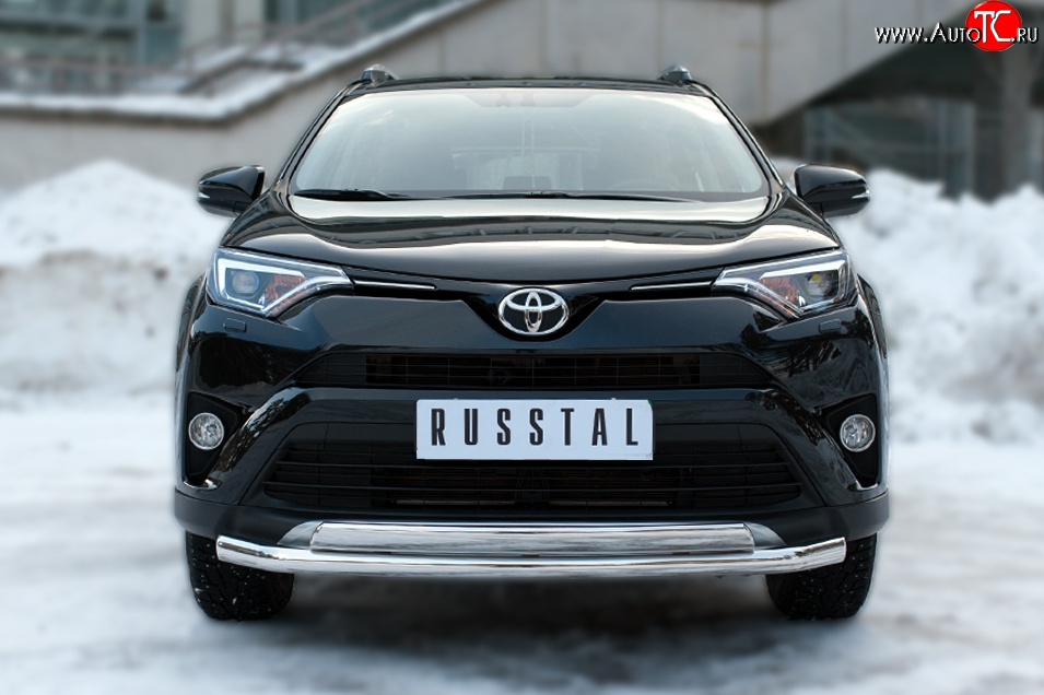 20 349 р. Защита переднего бампера (2 трубыØ75х42 и 63 мм, нержавейка) Russtal Toyota RAV4 XA40 5 дв. рестайлинг (2015-2019)  с доставкой в г. Горно‑Алтайск