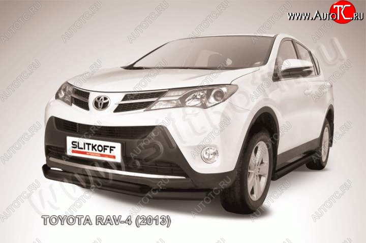 10 249 р. Защита переднего бампер Slitkoff  Toyota RAV4  XA40 (2012-2015) 5 дв. дорестайлинг (Цвет: серебристый)  с доставкой в г. Горно‑Алтайск