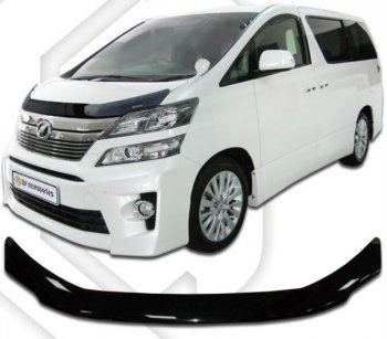 2 159 р. Дефлектор капота CA-Plastiс  Toyota Vellfire (2008-2015) (Classic черный, Без надписи)  с доставкой в г. Горно‑Алтайск. Увеличить фотографию 1