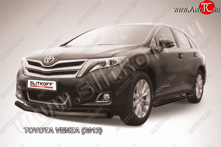 11 399 р. Защита переднего бампер Slitkoff Toyota Venza GV10 рестайлинг (2012-2016) (Цвет: серебристый)  с доставкой в г. Горно‑Алтайск