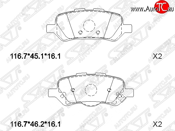 1 249 р. Колодки тормозные SAT (задние) Toyota Venza GV10 дорестайлинг (2008-2012)  с доставкой в г. Горно‑Алтайск