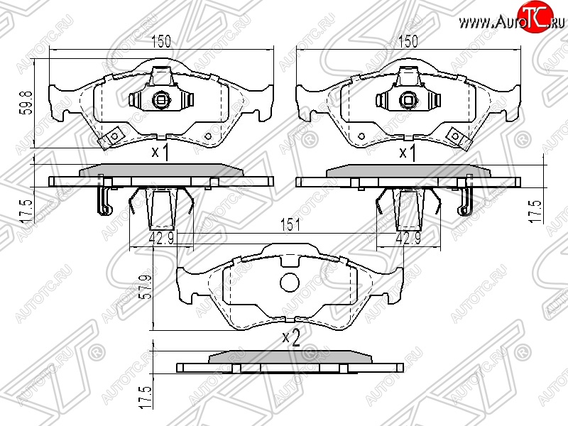 939 р. Колодки тормозные SAT (передние)  Toyota Yaris ( XP90,  XP130) (2005-2014) дорестайлинг, хэтчбэк 3 дв., дорестайлинг, хэтчбэк 5 дв., рестайлинг, хэтчбэк 3 дв., рестайлинг, хэтчбэк 5 дв., хэтчбэк 5 дв. дорестайлинг  с доставкой в г. Горно‑Алтайск