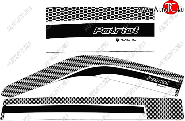 2 299 р. Дефлектора окон CA-Plastic  Уаз Патриот ( 3163 5-дв.,  3163 5 дв.) (2014-2024) 1-ый рестайлинг, 2-ой рестайлинг (Серия Art белая, Без хром.молдинга)  с доставкой в г. Горно‑Алтайск