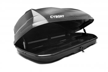39 799 р. Багажный бокс CYBORT CarNet (460 л, двухсторонний, быстросъемные крепления краб) на крышу   (черный матовый с защитным покрытием Raptor)  с доставкой в г. Горно‑Алтайск. Увеличить фотографию 4
