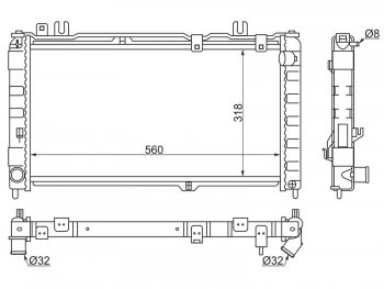 Радиатор двигателя (трубчатый, МКПП) SAT Лада Гранта 2190 седан дорестайлинг (2011-2017)