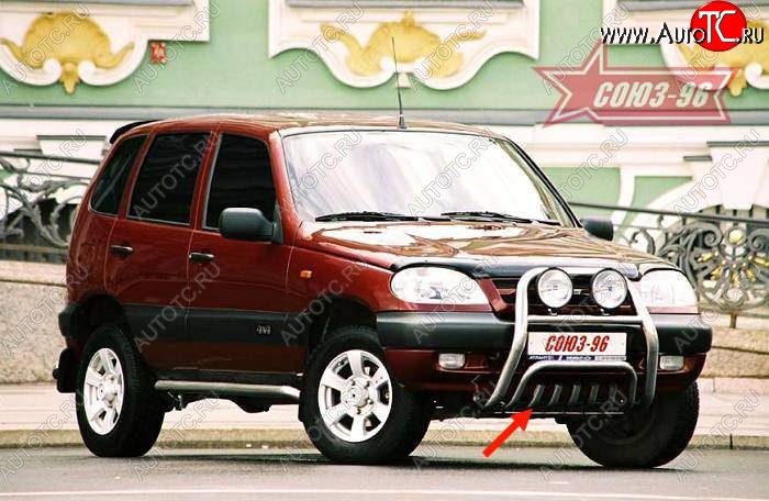 10 124 р. Защита переднего бампера Souz-96 (d60) Chevrolet Niva 2123 дорестайлинг (2002-2008)  с доставкой в г. Горно‑Алтайск