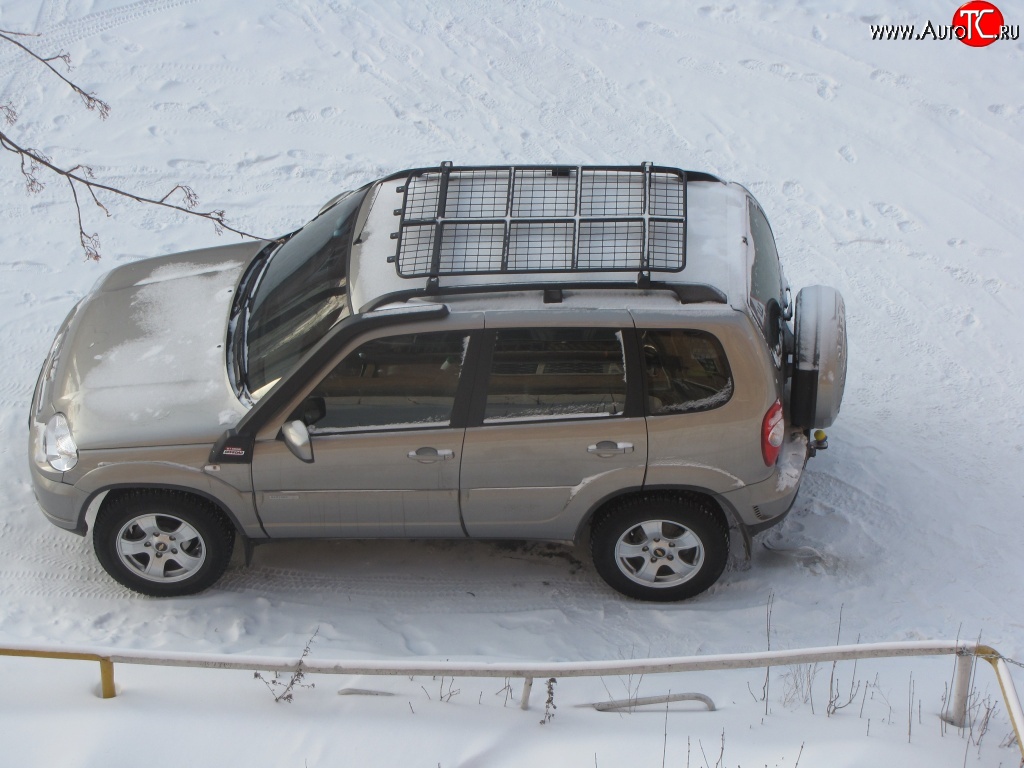 7 299 р. Экспедиционный багажник Спринт (установка на штатные рейлинги)  Chevrolet Niva  2123 (2002-2020), Лада 2123 (Нива Шевроле) (2002-2021), Лада Нива Трэвел (2021-2024)  с доставкой в г. Горно‑Алтайск