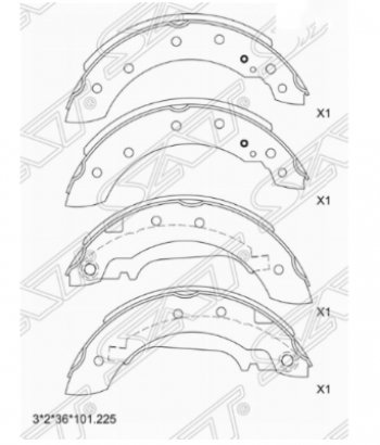 Комплект задних тормозных колодок SAT Renault (Рено) Logan (Логан)  1 (2004-2010), Лада (ваз) Ларгус (Largus) (2012-2021)