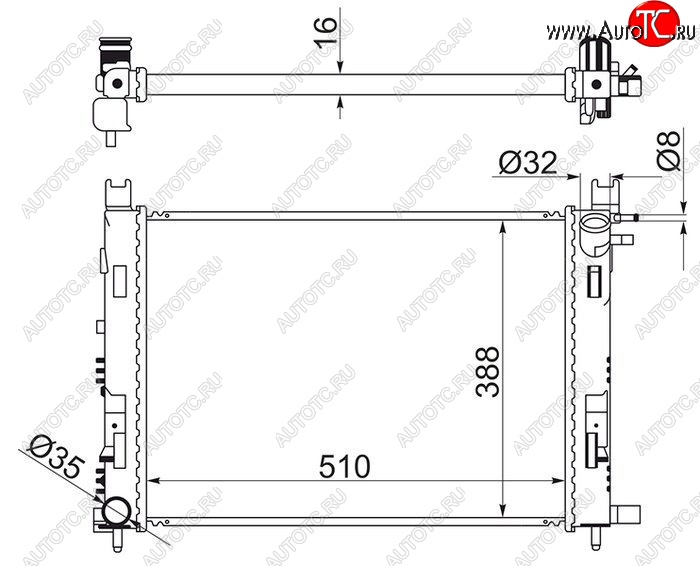 7 299 р. Радиатор двигателя SAT  Renault Duster (HS), Kaptur, Logan (2), Sandero ((B8)), Sandero Stepway ((B8)), Лада XRAY, XRAY Cross, Веста (2180), Веста Кросс (2181,  2180)  с доставкой в г. Горно‑Алтайск