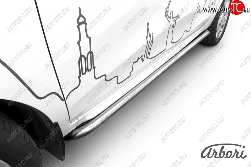 13 399 р. Защита штатных порогов Arbori (с гибами, нержавейка, d42 mm). Лада XRAY (2016-2022)  с доставкой в г. Горно‑Алтайск