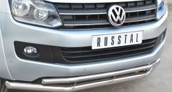 18 549 р. Защита переднего бампера (2 трубыØ63 и 42 мм, нержавейка) SLITKOFF  Volkswagen Amarok (2009-2016) дорестайлинг  с доставкой в г. Горно‑Алтайск. Увеличить фотографию 2