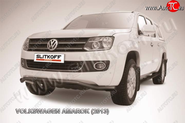 12 399 р. Защита переднего бампер Slitkoff Volkswagen Amarok дорестайлинг (2009-2016) (Цвет: серебристый)  с доставкой в г. Горно‑Алтайск