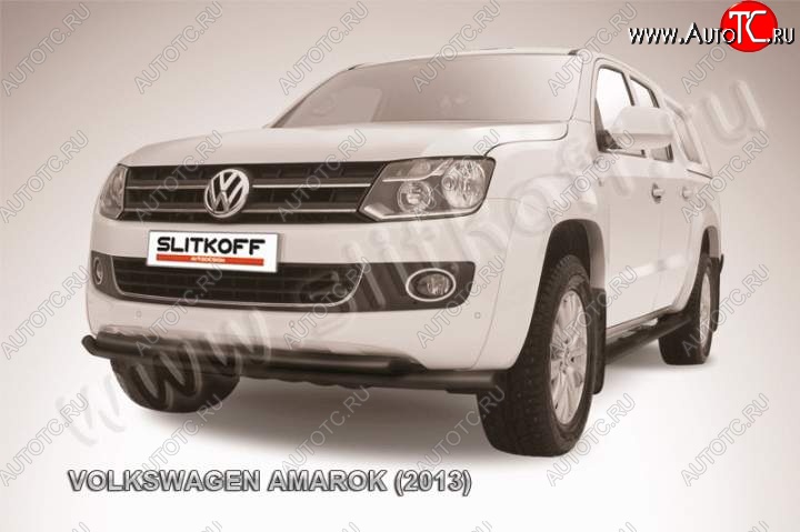 16 299 р. Защита переднего бампер Slitkoff Volkswagen Amarok дорестайлинг (2009-2016) (Цвет: серебристый)  с доставкой в г. Горно‑Алтайск