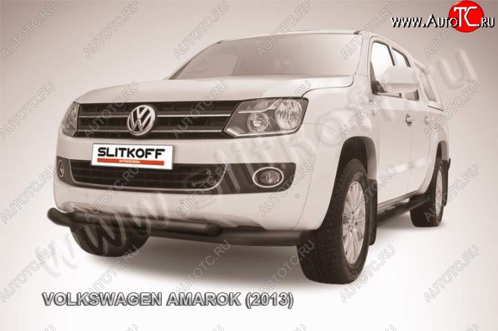 16 899 р. Защита переднего бампер Slitkoff Volkswagen Amarok дорестайлинг (2009-2016) (Цвет: серебристый)  с доставкой в г. Горно‑Алтайск