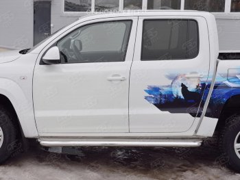 43 999 р. Порожки для ног (Ø63 мм) SLITKOFF  Volkswagen Amarok (2016-2022) рестайлинг (Лист нержавейка, профиль нержавейка)  с доставкой в г. Горно‑Алтайск. Увеличить фотографию 2