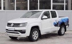 18 549 р. Защита переднего бампера (2 трубыØ63 мм, нержавейка) SLITKOFF  Volkswagen Amarok (2016-2022) рестайлинг  с доставкой в г. Горно‑Алтайск. Увеличить фотографию 2