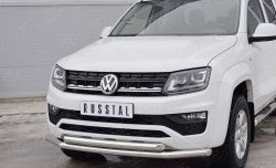 18 549 р. Защита переднего бампера (2 трубыØ63 мм, нержавейка) SLITKOFF  Volkswagen Amarok (2016-2022) рестайлинг  с доставкой в г. Горно‑Алтайск. Увеличить фотографию 3