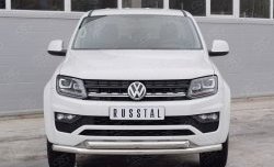 Защита переднего бампера (2 трубыØ63 мм, нержавейка) SLITKOFF Volkswagen (Волксваген) Amarok (Амарок) (2016-2022) рестайлинг