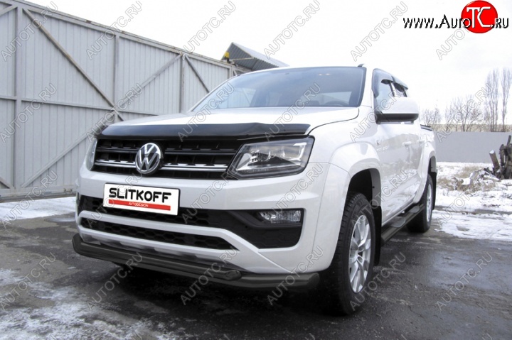 14 999 р. Защита переднего бампер Slitkoff  Volkswagen Amarok (2016-2022) рестайлинг (Цвет: серебристый)  с доставкой в г. Горно‑Алтайск