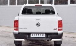 Защита заднего бампера (2 трубы Ø76 и 42 мм уголки, нержавейка) SLITKOFF Volkswagen Amarok рестайлинг (2016-2022)