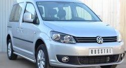 14 849 р. Защита порогов из круглой трубы диаметром 63 мм (рестайлинг) Russtal Volkswagen Caddy 2K дорестайлинг (2003-2010) (Защита порогов с со скосами на торцах (вариант 1))  с доставкой в г. Горно‑Алтайск. Увеличить фотографию 4