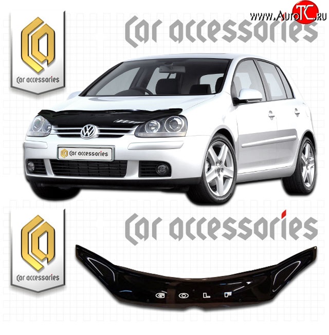 2 159 р. Дефлектор капота CA-Plastic  Volkswagen Golf  5 (2003-2009) универсал, хэтчбэк (Classic черный, Без надписи)  с доставкой в г. Горно‑Алтайск