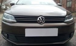 1 469 р. Сетка на бампер Russtal (черная)  Volkswagen Jetta  A6 (2011-2015) седан дорестайлинг  с доставкой в г. Горно‑Алтайск. Увеличить фотографию 2