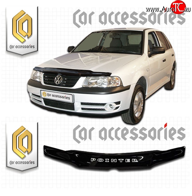 1 999 р. Дефлектор капота CA Plastic  Volkswagen Pointer (2006-2009) (Classic черный, Без надписи)  с доставкой в г. Горно‑Алтайск