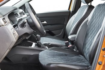 Чехлы для сидений Seintex Ромб Алькантара (40/60, airbag) Volkswagen Polo 5 седан дорестайлинг (2009-2015) (Цвет: черный)
