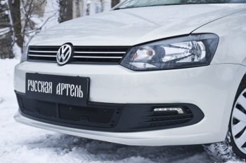 1 979 р. Защитная сетка решетки переднего бампера RA Volkswagen Polo 5 седан дорестайлинг (2009-2015)  с доставкой в г. Горно‑Алтайск. Увеличить фотографию 3