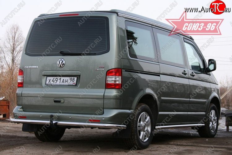 10 844 р. Защита заднего бампера Souz-96 (d60) Volkswagen Transporter T5 дорестайлинг (2003-2009)  с доставкой в г. Горно‑Алтайск