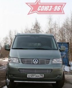 11 249 р. Защита переднего бампера одинарная Souz-96 (d60). Volkswagen Transporter T5 дорестайлинг (2003-2009)  с доставкой в г. Горно‑Алтайск. Увеличить фотографию 3