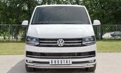 21 699 р. Защита переднего бампера (2 трубыØ42 мм, нержавейка) SLITKOFF Volkswagen Transporter T6 дорестайлинг (2015-2019)  с доставкой в г. Горно‑Алтайск. Увеличить фотографию 2