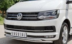 21 699 р. Защита переднего бампера (2 трубыØ42 мм, нержавейка) SLITKOFF Volkswagen Transporter T6 дорестайлинг (2015-2019)  с доставкой в г. Горно‑Алтайск. Увеличить фотографию 3