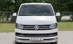 Защита переднего бампера (Ø63 мм, нержавейка) SLITKOFF Volkswagen Transporter T6 дорестайлинг (2015-2019)