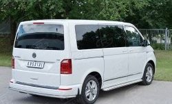 Защита заднего бампера (Ø42 мм, нержавейка, длинная версия) SLITKOFF Volkswagen Caravelle T6 дорестайлинг (2015-2019)