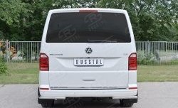 15 999 р. Защита заднего бампера (Ø42 мм, нержавейка, уголки) SLITKOFF Volkswagen Transporter T6 дорестайлинг (2015-2019)  с доставкой в г. Горно‑Алтайск. Увеличить фотографию 2