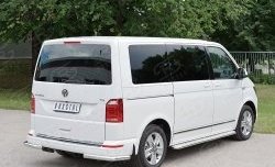 Защита заднего бампера (Ø63 мм уголки, нержавейка, длинная база) SLITKOFF Volkswagen Caravelle T6 дорестайлинг (2015-2019)