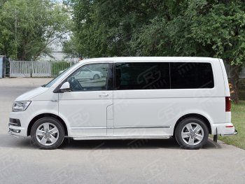 15 999 р. Правая широкая защита порогов SLITKOFF из круглой трубы d63 мм v2 Volkswagen Transporter T6 дорестайлинг (2015-2019)  с доставкой в г. Горно‑Алтайск. Увеличить фотографию 2